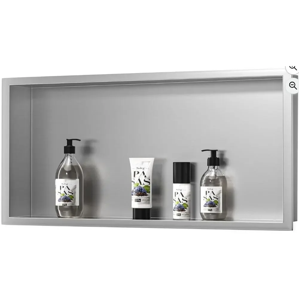 Bernkot Stainless Steel Shower Niche 24x12 Wall Insert Brushed Steel